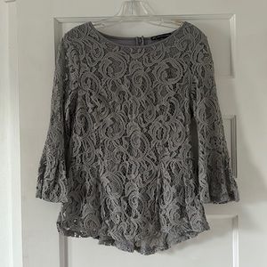 Adrianna Papell Grey Lace Top